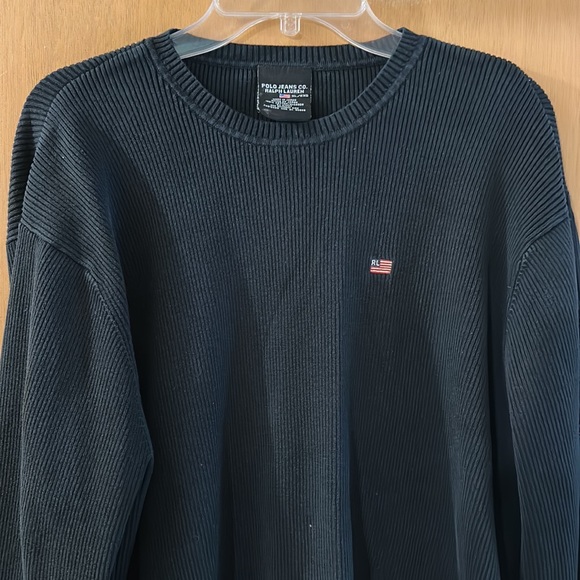 Polo Jeans Co Ralph Lauren Men’s Ribbed American Flag Thermal Top Black Size XL - Picture 2 of 10